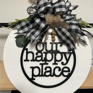 Black and White Farmhouse Art with Buffalo Check Bow